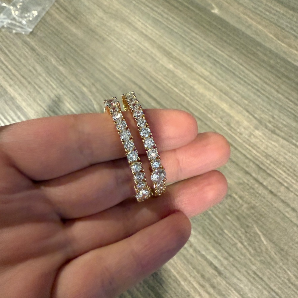 Gold Diamond Hoop Earrings